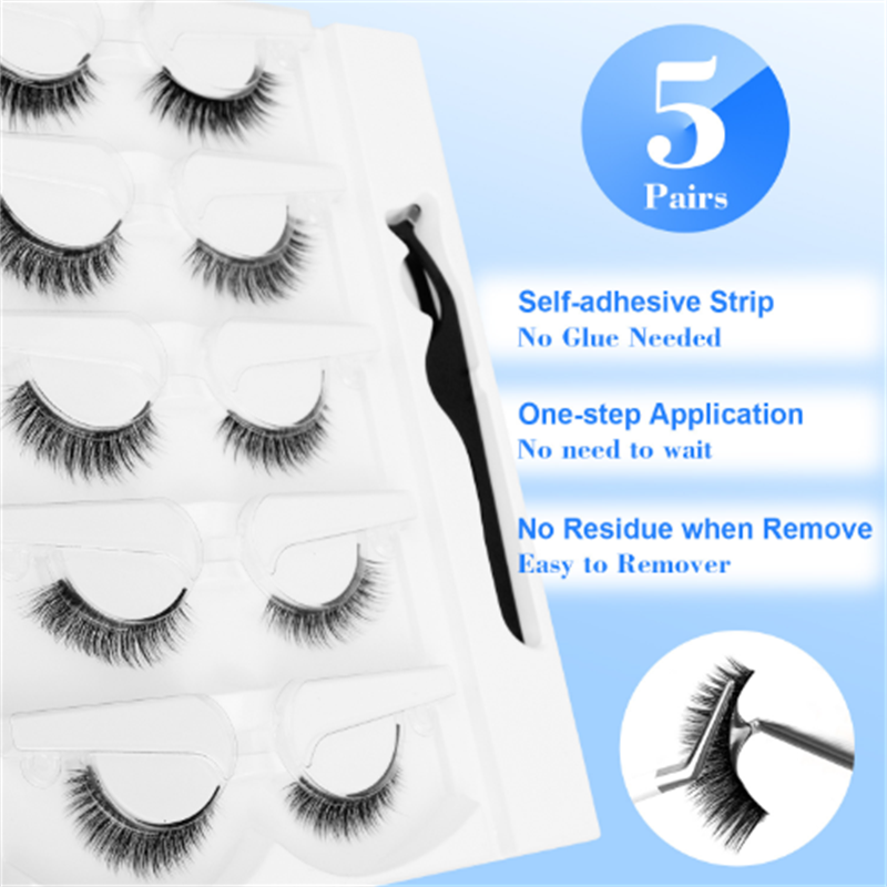 5 PAIRS Glue-Free False Eyelas - Sensitive Lash Glue review and price
