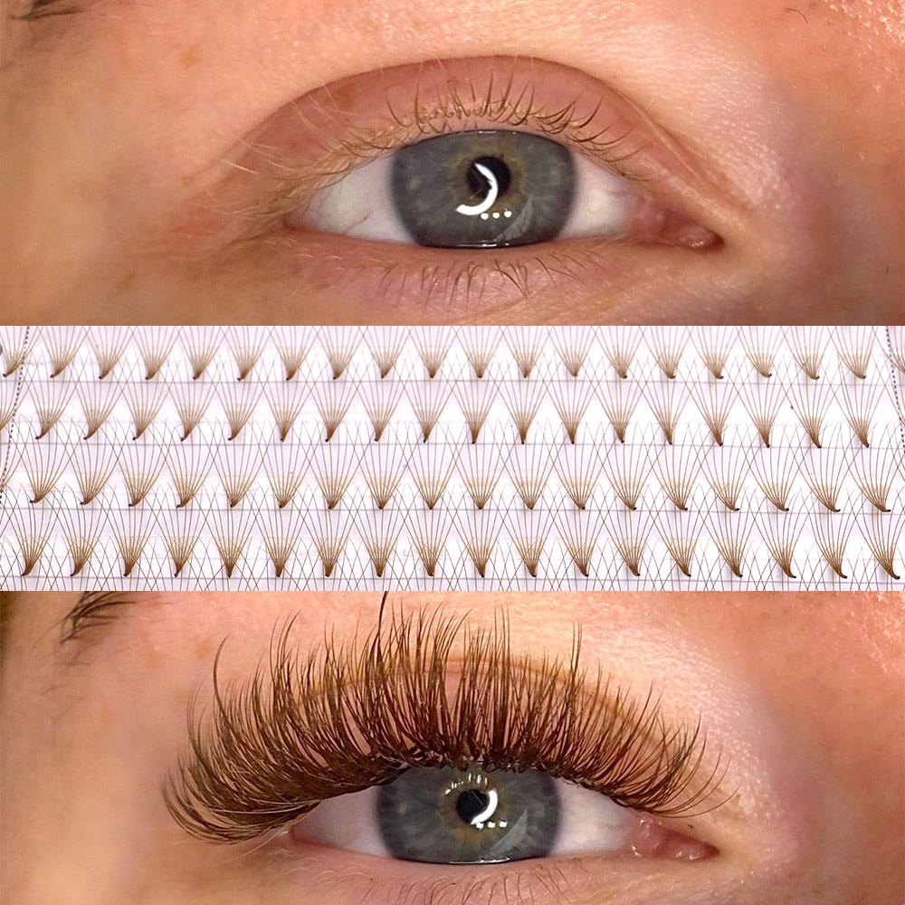 320 Colored Pointy Base Brown  - Eyelash Extension Russian Volume review and price